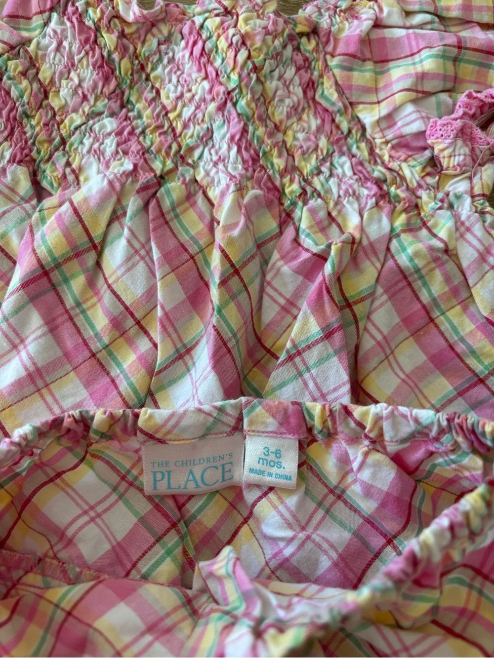Vintage The Children’s Place plaid smocked dress with bloomers size 3-6 months